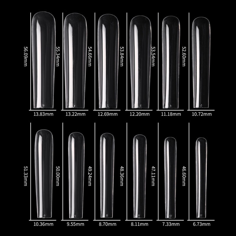 120PCS XXXL Extra Long Coffin Nail Tips Clear Acrylic Straight French Ballerina False Nail Art Tips For DIY Nail Salons
