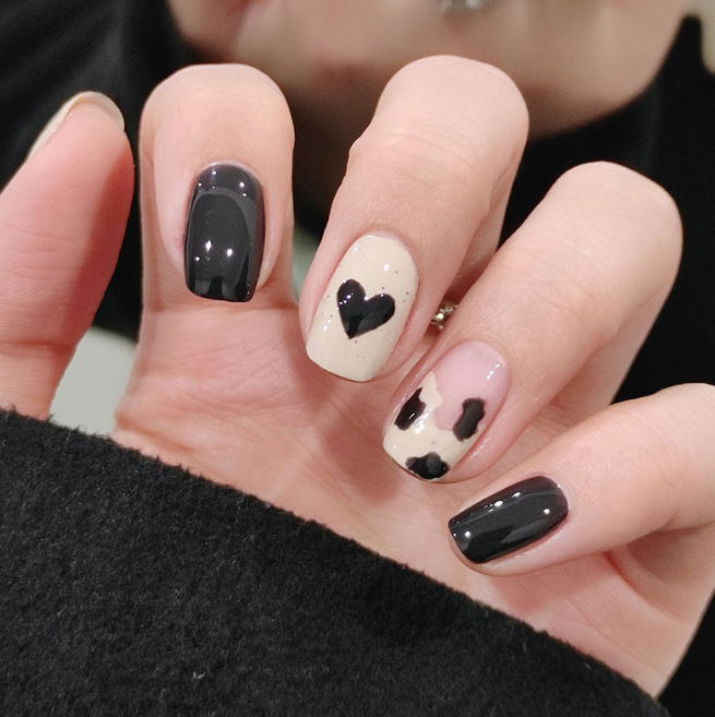 Box Charming Blue Heart French Nails For Women Simple Pink Ins Style Fake Nails Acrylic Full Tips False press on nail