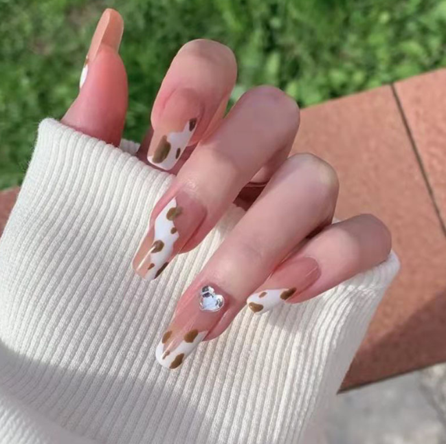 Box Charming Blue Heart French Nails For Women Simple Pink Ins Style Fake Nails Acrylic Full Tips False press on nail