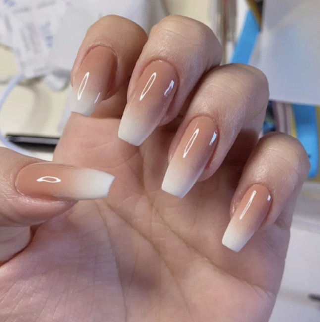 Box Charming Blue Heart French Nails For Women Simple Pink Ins Style Fake Nails Acrylic Full Tips False press on nail