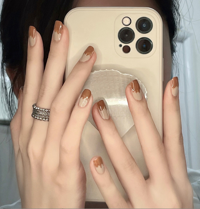 Box Charming Blue Heart French Nails For Women Simple Pink Ins Style Fake Nails Acrylic Full Tips False press on nail