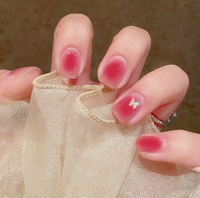 Box Charming Blue Heart French Nails For Women Simple Pink Ins Style Fake Nails Acrylic Full Tips False press on nail
