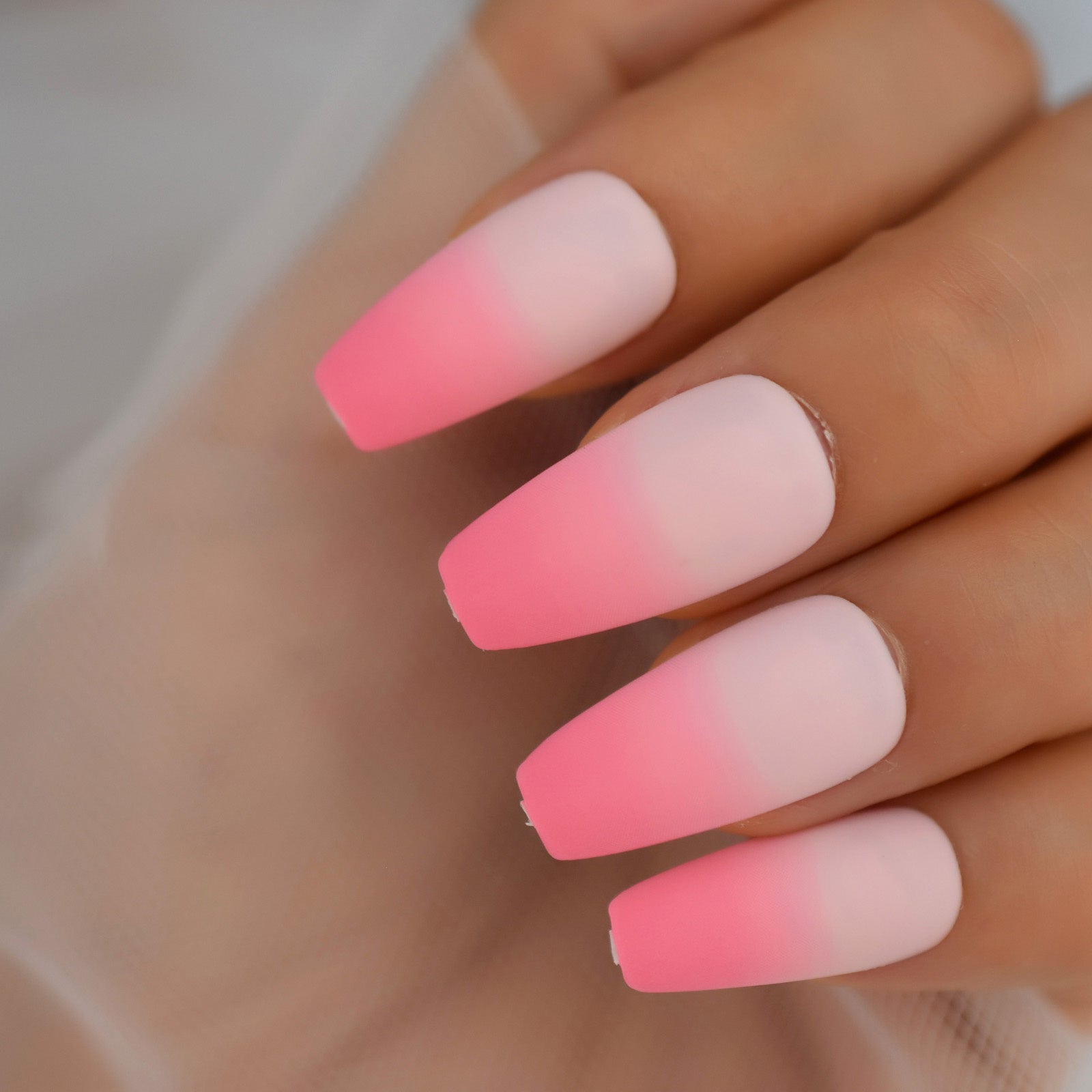 24pcs Coffin Press On Nails Medium Glossy Rainbow Color Ballerina Fake Nails Set Clear Nude False Ongles