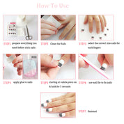 24pcs Nude Pink False Nails Extra Long White Gold Line Decals Coffin Fake Nails Acrylic Removable Ballerina Faux Nail Art Tips