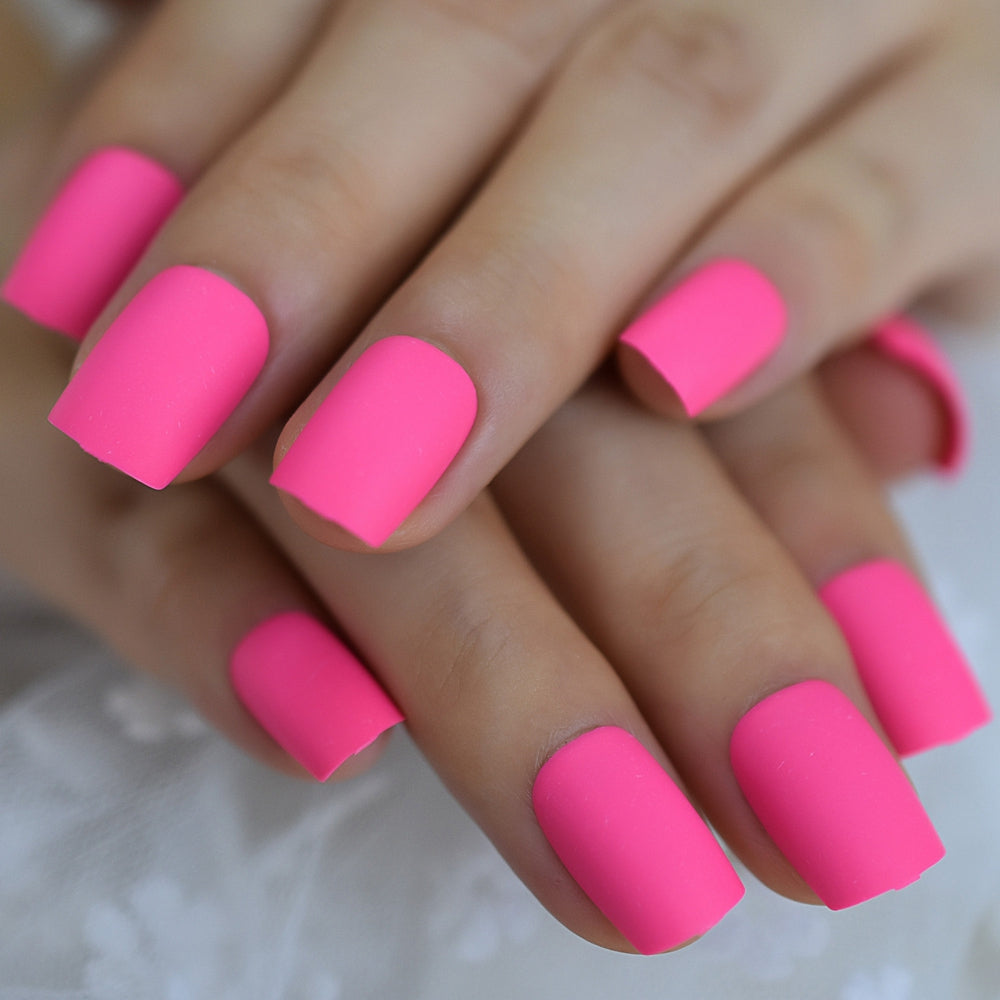 Matt Black Fake Nails Visible Trails of Planets Faux Ongle Square Press On Finger Manicure with Adhesive Tabs 24