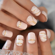 Matt Black Fake Nails Visible Trails of Planets Faux Ongle Square Press On Finger Manicure with Adhesive Tabs 24