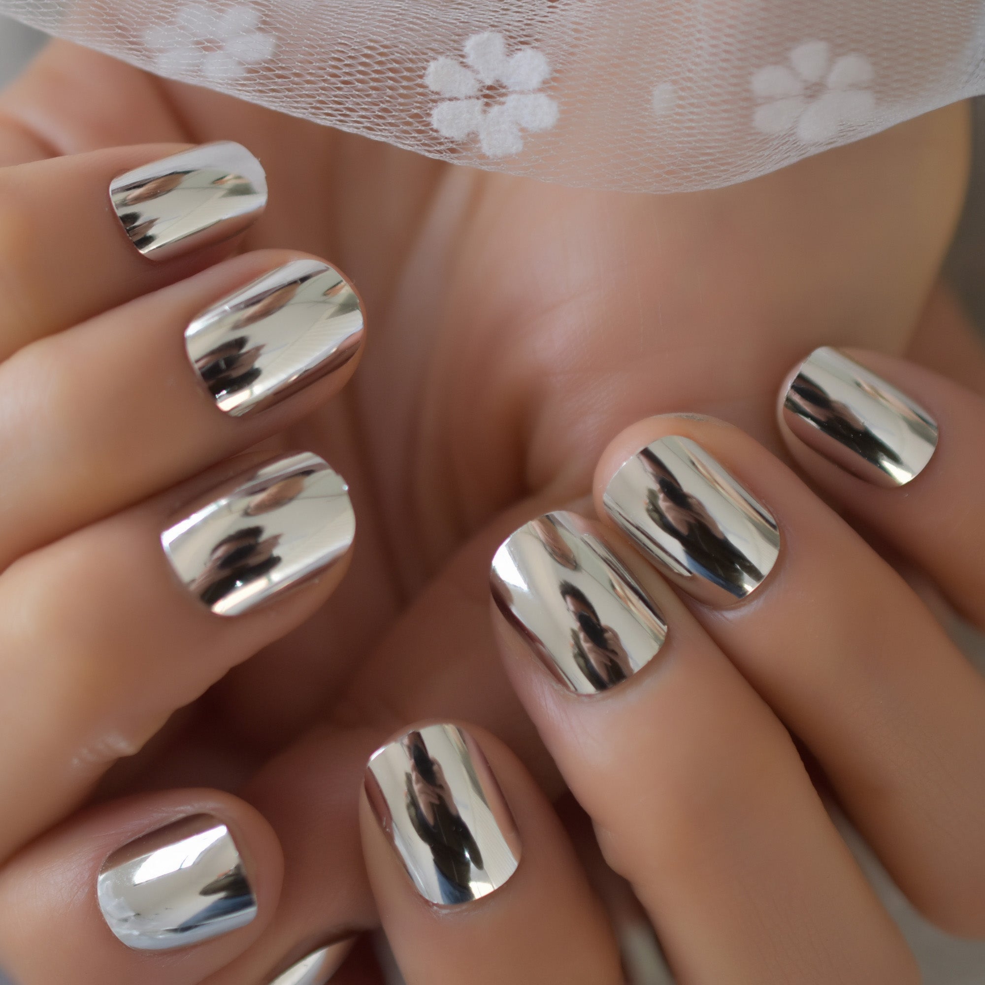 Matt Black Fake Nails Visible Trails of Planets Faux Ongle Square Press On Finger Manicure with Adhesive Tabs 24
