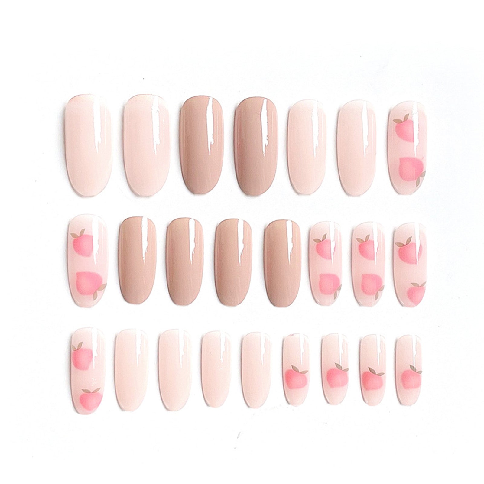 U&#241;as postizas acr&#237;licas para mujer y ni&#241;a, 24 piezas, cubierta completa Rosa melocot&#243;n, herramientas de decoraci&#243;n de u&#241;as postizas con pegamento