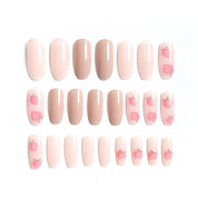 U&#241;as postizas acr&#237;licas para mujer y ni&#241;a, 24 piezas, cubierta completa Rosa melocot&#243;n, herramientas de decoraci&#243;n de u&#241;as postizas con pegamento