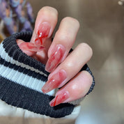 U&#241;as postizas acr&#237;licas para mujer y ni&#241;a, 24 piezas, cubierta completa Rosa melocot&#243;n, herramientas de decoraci&#243;n de u&#241;as postizas con pegamento