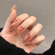 U&#241;as postizas acr&#237;licas para mujer y ni&#241;a, 24 piezas, cubierta completa Rosa melocot&#243;n, herramientas de decoraci&#243;n de u&#241;as postizas con pegamento