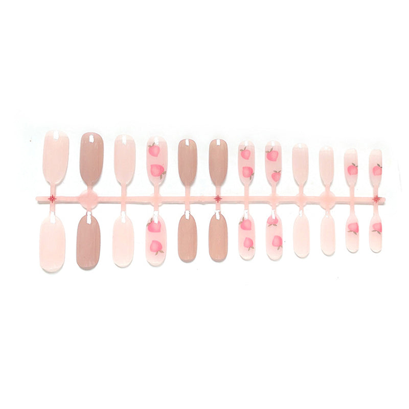 U&#241;as postizas acr&#237;licas para mujer y ni&#241;a, 24 piezas, cubierta completa Rosa melocot&#243;n, herramientas de decoraci&#243;n de u&#241;as postizas con pegamento