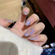 U&#241;as postizas acr&#237;licas para mujer y ni&#241;a, 24 piezas, cubierta completa Rosa melocot&#243;n, herramientas de decoraci&#243;n de u&#241;as postizas con pegamento