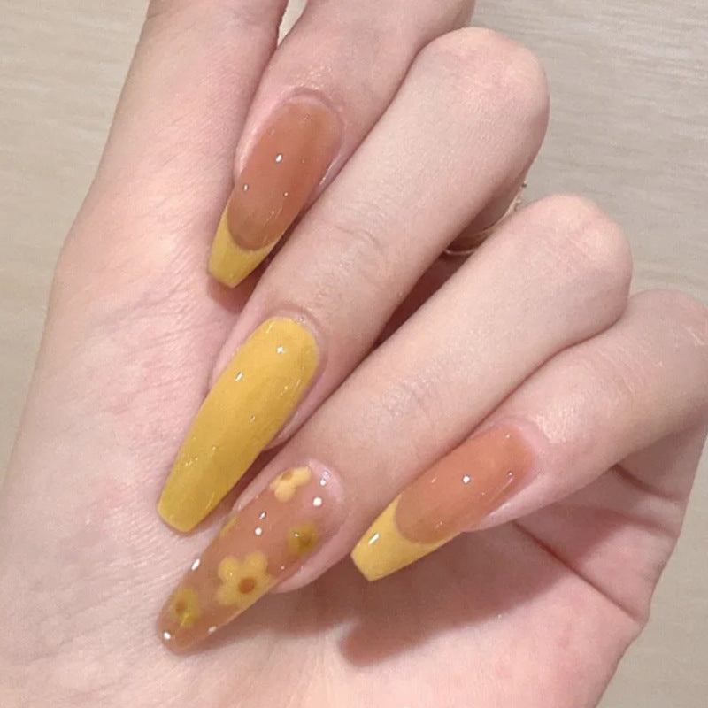 U&#241;as postizas acr&#237;licas para mujer y ni&#241;a, 24 piezas, cubierta completa Rosa melocot&#243;n, herramientas de decoraci&#243;n de u&#241;as postizas con pegamento