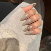 U&#241;as postizas acr&#237;licas para mujer y ni&#241;a, 24 piezas, cubierta completa Rosa melocot&#243;n, herramientas de decoraci&#243;n de u&#241;as postizas con pegamento