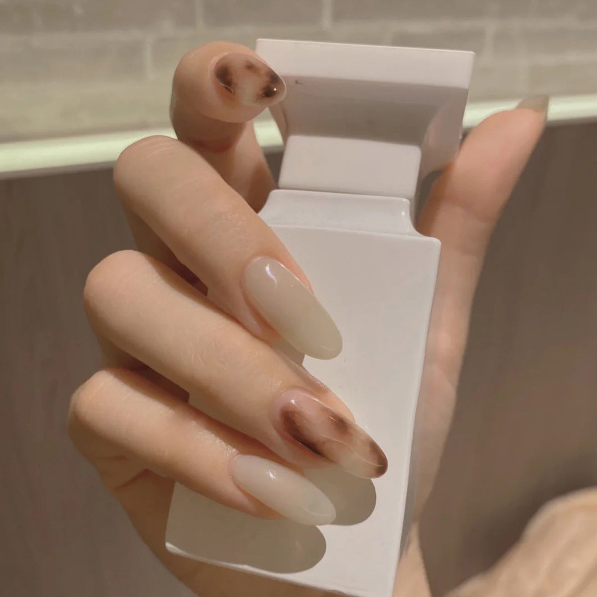 U&#241;as postizas acr&#237;licas para mujer y ni&#241;a, 24 piezas, cubierta completa Rosa melocot&#243;n, herramientas de decoraci&#243;n de u&#241;as postizas con pegamento