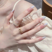 U&#241;as postizas acr&#237;licas para mujer y ni&#241;a, 24 piezas, cubierta completa Rosa melocot&#243;n, herramientas de decoraci&#243;n de u&#241;as postizas con pegamento