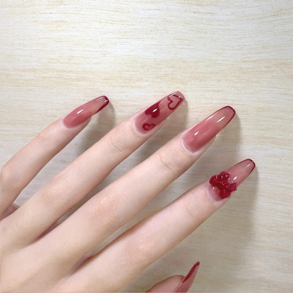 U&#241;as postizas acr&#237;licas para mujer y ni&#241;a, 24 piezas, cubierta completa Rosa melocot&#243;n, herramientas de decoraci&#243;n de u&#241;as postizas con pegamento
