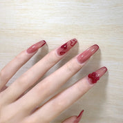 U&#241;as postizas acr&#237;licas para mujer y ni&#241;a, 24 piezas, cubierta completa Rosa melocot&#243;n, herramientas de decoraci&#243;n de u&#241;as postizas con pegamento