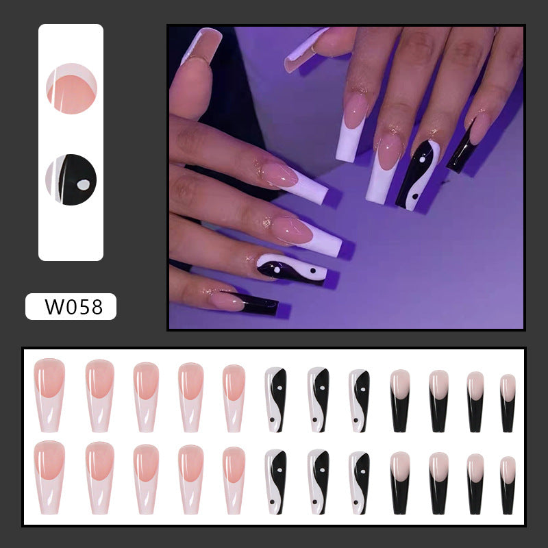 U&#241;as postizas con forma de bailarina francesa para mujer, u&#241;as postizas de color rosa, cobertura completa, puntas de u&#241;as, entramado de coraz&#243;n