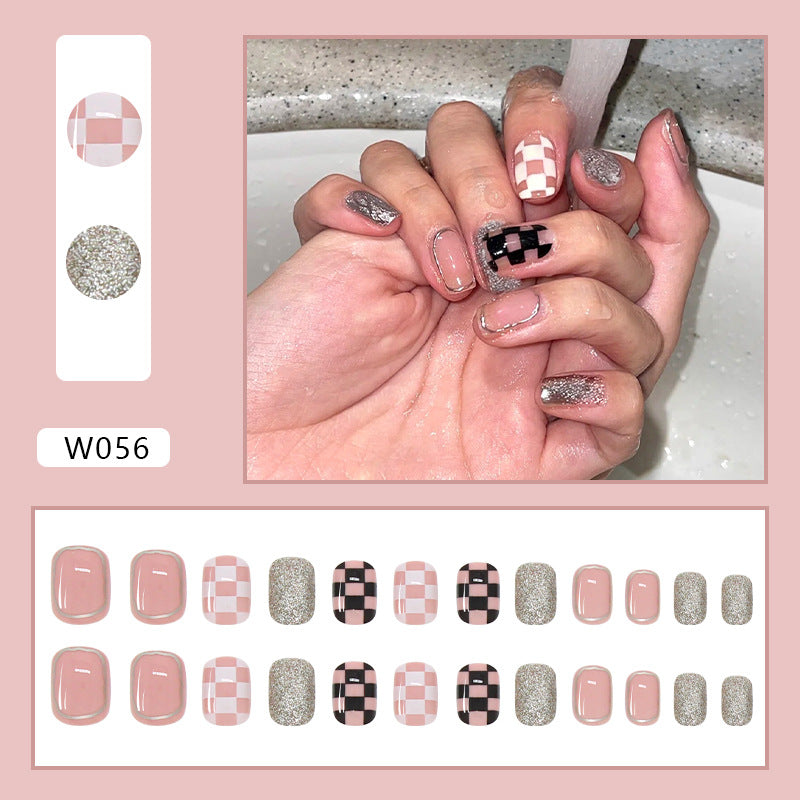 U&#241;as postizas con forma de bailarina francesa para mujer, u&#241;as postizas de color rosa, cobertura completa, puntas de u&#241;as, entramado de coraz&#243;n