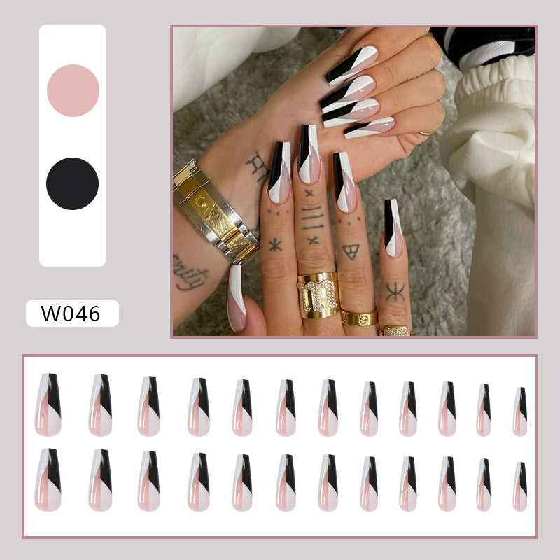 U&#241;as postizas con forma de bailarina francesa para mujer, u&#241;as postizas de color rosa, cobertura completa, puntas de u&#241;as, entramado de coraz&#243;n