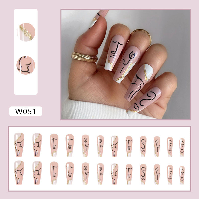 U&#241;as postizas con forma de bailarina francesa para mujer, u&#241;as postizas de color rosa, cobertura completa, puntas de u&#241;as, entramado de coraz&#243;n