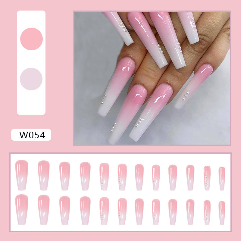 U&#241;as postizas con forma de bailarina francesa para mujer, u&#241;as postizas de color rosa, cobertura completa, puntas de u&#241;as, entramado de coraz&#243;n