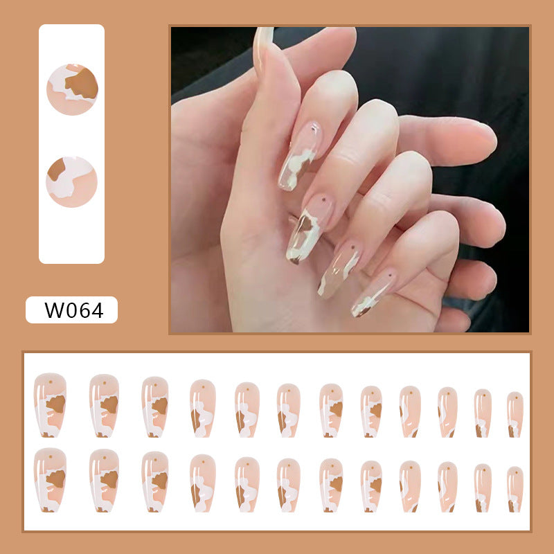 U&#241;as postizas con forma de bailarina francesa para mujer, u&#241;as postizas de color rosa, cobertura completa, puntas de u&#241;as, entramado de coraz&#243;n