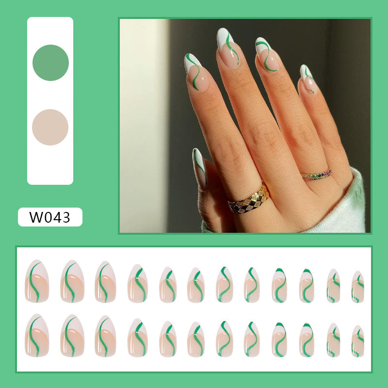 U&#241;as postizas con forma de bailarina francesa para mujer, u&#241;as postizas de color rosa, cobertura completa, puntas de u&#241;as, entramado de coraz&#243;n
