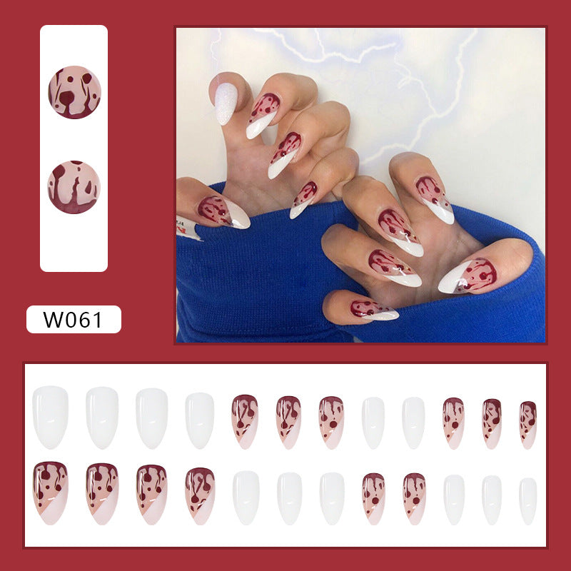 U&#241;as postizas con forma de bailarina francesa para mujer, u&#241;as postizas de color rosa, cobertura completa, puntas de u&#241;as, entramado de coraz&#243;n